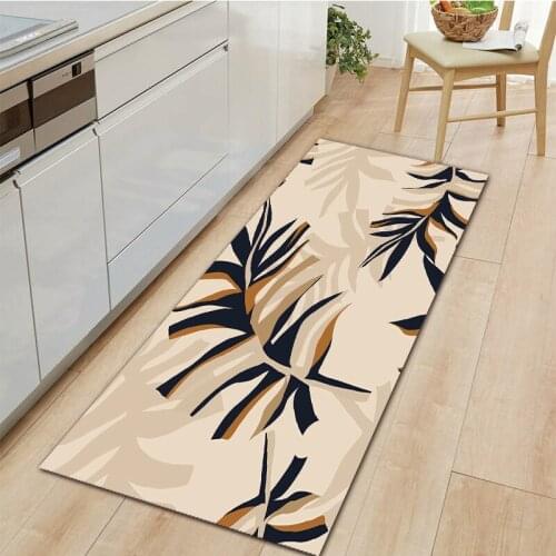 Plant Print Decorative Entrance Doormat Absorbent Kitchen Carpet Anti Slip Bathroom Rug Tropical Style Home Decor Floor Ma