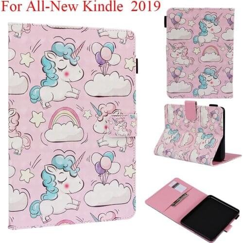 For All New Kindle 2019 Case For Amazon Kindle 2019 Cute 3D Cartoon Unicorn Bear Cover PU Leather Protective Shell