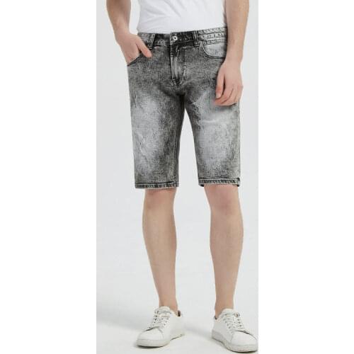 European American Summer Fashion Men Jeans Snow Washed Retro Gray Scratch Ripped Short Jeans Men Vintage Designer Denim Shorts