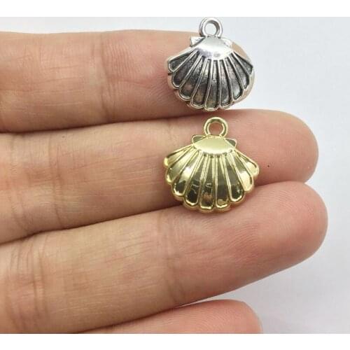 Eruifa 20pcs 15mm Shell gold/Silver plated Zinc alloy Charms Pendant Jewelry DIY Necklace 2 colors