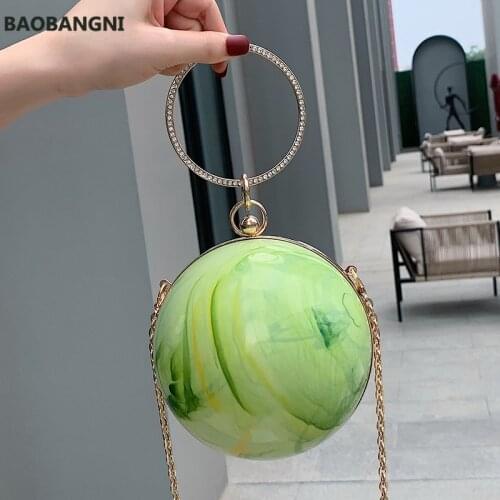 Round Small Totes With Metal Handle Summer New High-quality PVC Womens Designer Handbag Chain Shoulder Messenger Bag