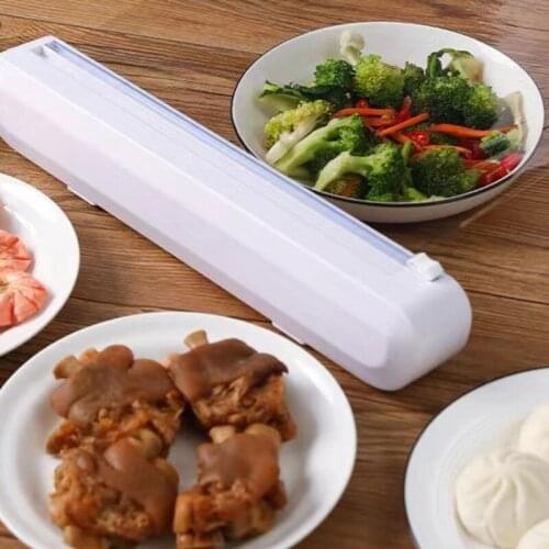 Kitchen Plastic Aluminum Foil And Cling Film Wrapped Storage Dispenser Storage Tool With Suction Cup Kitchen Accessories