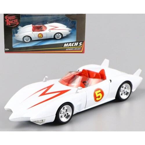Diecast 1/24 Scale 20CM White Color Alloy Metal Vehicle Mach 5 Racing Sports Car Van Model Toy Collection Gifts Display Souvenir