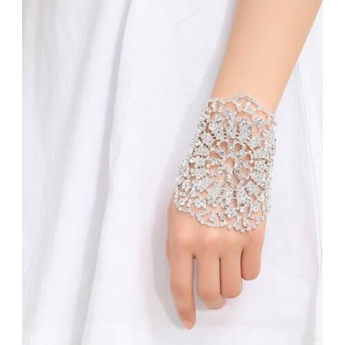 Minmin Romantic Silver Color Charms Bracelet Women Rhinestone Crystal Bridal Wrap Bracelets Wedding Engagement Jewelry