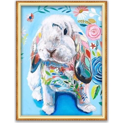 Animal Rabbit DIY Embroidery 11CT Cross Stitch Kits Craft Needlework Set Cotton Thread Printed Canvas Home Decoration Design