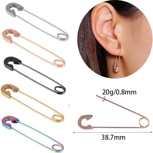 Stainless Steel Punk Pin Ear Threader Unique Design Paperclip Safety Steel Stud Earrings Elegant Women Man Rock Piercing 20g