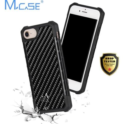 2018 Newest Shockproof Carbon Fiber Case for iPhone 7 8 7 Plus 8 Plus TPU PC Anti Shock Case Back Cover Real Carbon Fibe