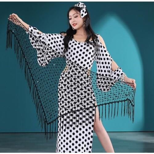 Belly Dance New Female elegant Top Practice Clothes Dress Long Skirt Summer Net Yarn Profession Dance Performance Clothing New