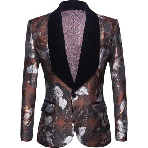 Jacquard suit for men Tide Men Navy Red Floral Print Fashion Casual Suits Latest Coat Pant Designs Wedding Groom Costume