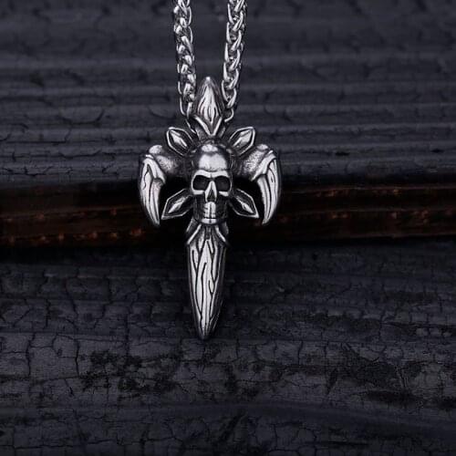 Punk Retro Domineering Cross Skull Prom Bungee Domineering Birthday Gift Pendant Necklace Jewelry