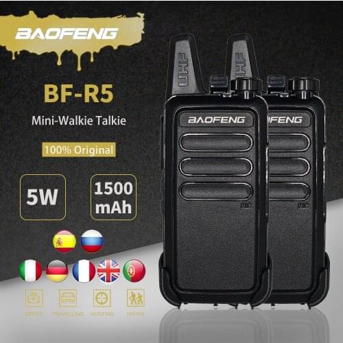 2pcs/lot Baofeng BF-R5 Mini Walkie-talkie BF R5 USB Charging Handheld FM Transceiver CB Radio UHF bf-888s bf888s Two Way Radio