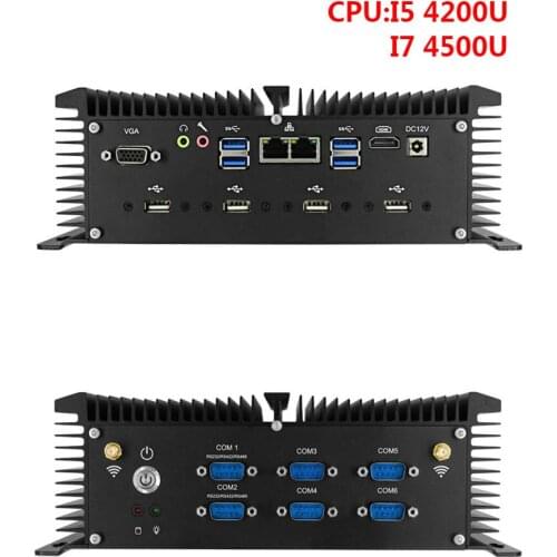 Industrial Micro Computer Mini PC Desktop Win10 Linux Intel I7 4500U Computador WiFi Bluetooth 6 *Com DB-9 Gigabit Ethernet LAN