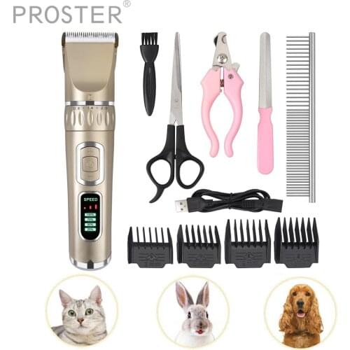 PROSTER USB Rechargeable Pet Electric Shaver Set LCD Display Dog Cat Hair Trim Clipper Professional Tools Animal Hair Trimming