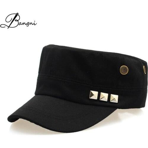 New Winter Hat Plain Vintage High quality Washed Cotton Flat Top Military Cap Women Unisex German Army Caps Autumn Cotton Hats