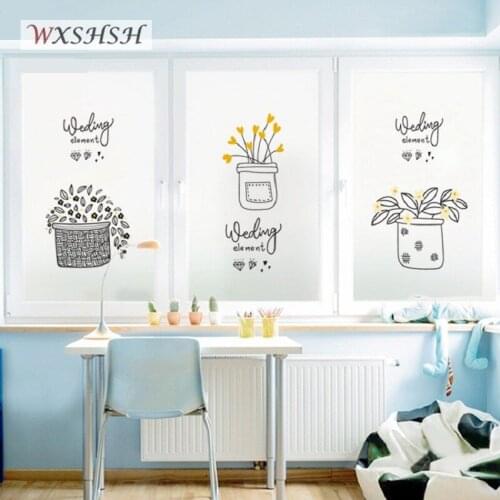 Custom Size Glass Sticker Static Cling Pot Culture Pattern PVC Home Decorative Foil For Window Sliding Door Cabinet 40cmX100cm