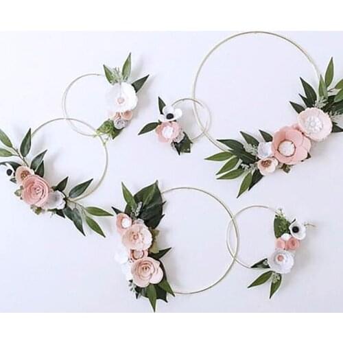 Wedding Decoration 10-40cm Rattan Wreath Metal Hoop Wreath Decor Floral Hoop Christmas Decor for Home Hanging Artificial Flower