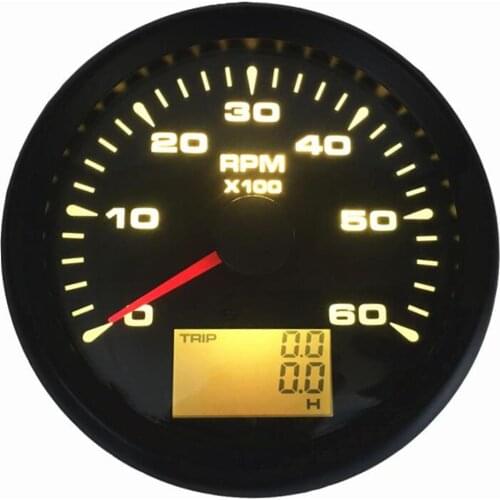 1pc 85mm 0-6000RPM Tachometer Gauge LCD Rev Counters Revolution Meters with Hour Meters for Car Truck Boat White Green Backlight