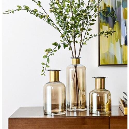 Tan Color Glass Vase Flower Pots Planters Home Decor Gold Vase Saloon Sample Room Decor Gift