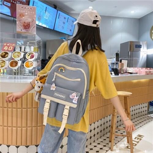 2021Women Waterproof Cute Backpack Nylon Female Harajuku School Bag College Lady Kawaii Backpacks Fashion Book Girl Bags Student
