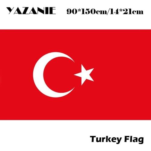 YAZANIE 90x150cm Turkey Flag All Over The World Hot Sell Goods 3X5FT Banner Hanging National Turkish Big Flag for Celebration