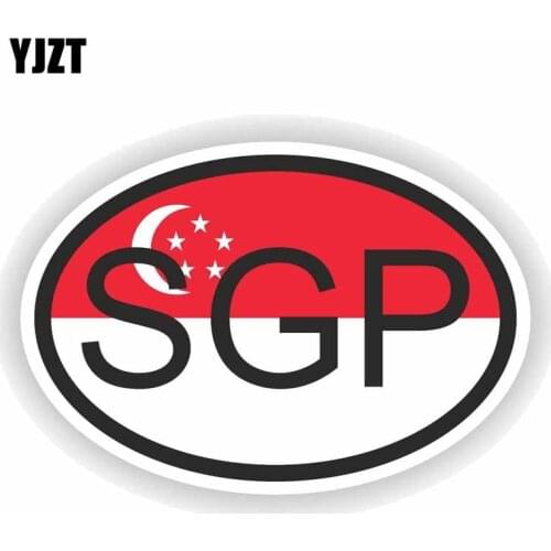 YJZT 10CM*6.7CM Accessories Singapore SGP COUNTRY Car Sticker PVC Decal 6-0189