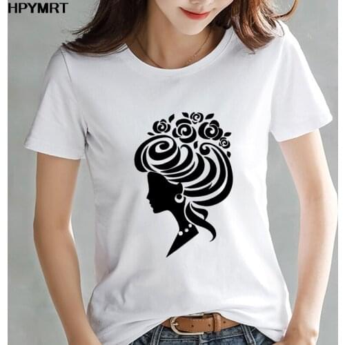 T shirt Women Beauty side face print T-shirt Retro Harajuku T-shirt female fashion white tops 2020 New womens T Shirt clothing