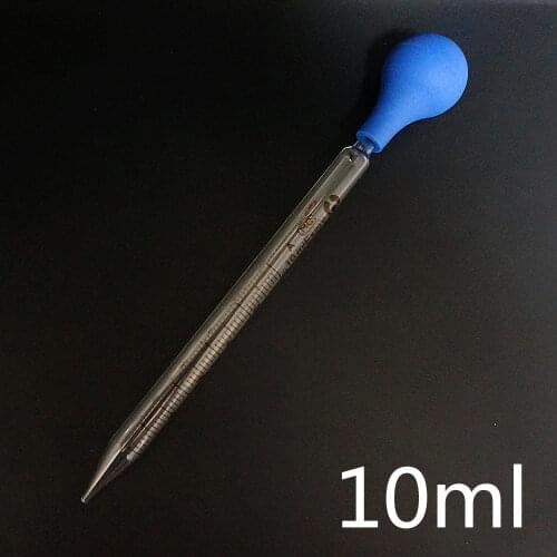 5pcs 10pcs 20pcs 30pcs 10ml Lab Glass Graduated Pipette Dropper Transfer Pipette with Blue Rubber Bulb