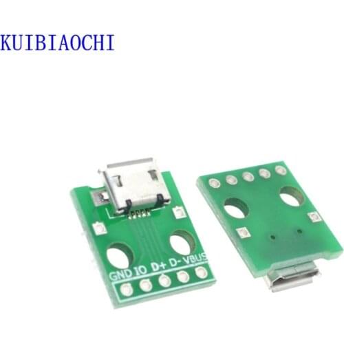 10pcs/lot MICRO USB To DIP Adapter 5pin Female Connector B Type PCB Converter Breadboard USB-01 Switch Board SMT Mother Seat