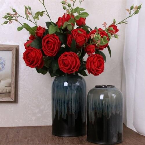 10 Pieces 2 Heads 90cm Red Pink White Plastic Rose Artificial Flower For Wedding Ceremony Party Favor Christmas Valentines Gift