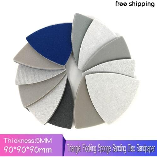 12Pcs Triangle Flocking Sponge Sanding Disc Sandpaper 90*90*90MM 300-3000 Grit Abrasive Tools for Polishing Grinding