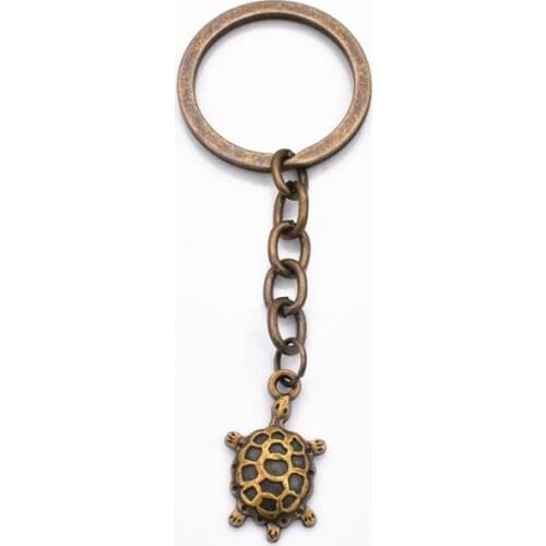 2pcs Fashion 30mm Key Ring Metal Key Chain Keychain Jewelry With Antique Bronze Plated Seahorse 25*14mm Pendant