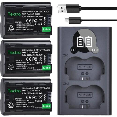 3PCS 2280mAh NP-W235 Battery + LCD USB Dual Charger with Type C Port for Fujifilm Fuji X-T4 Camera NPW235 Camera Battery