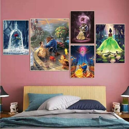 Full Drill 5D Diamond Painting Disney Anime Movie Beauty And The Beast Princess Diamond Mosaic Embroidery Home Decoration Gifts