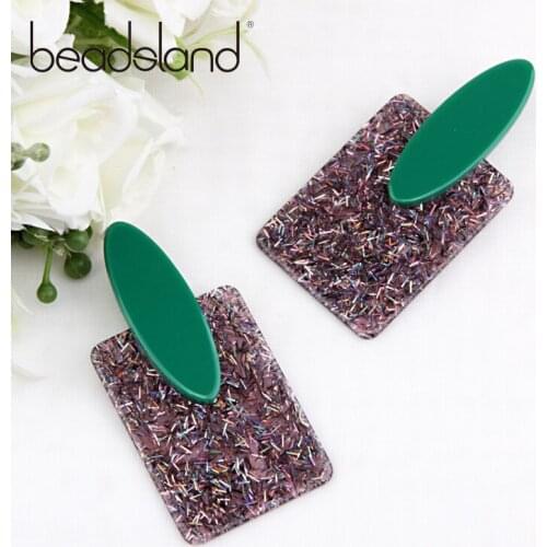 Beadsland Acetic Acrylic Fashion Drop Earrings Vintage Rectangle Design Women Girls Dancing Party Christmas Gift 40037