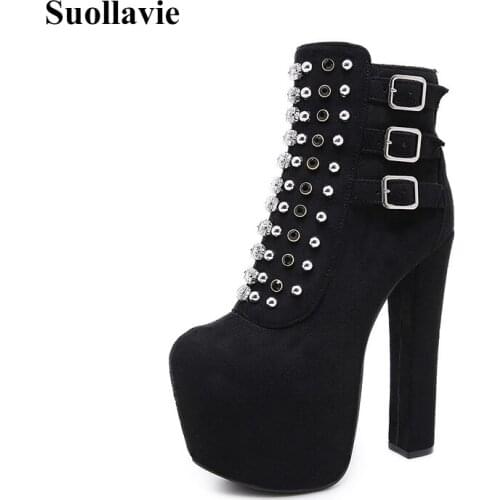 Ankle Boots Fashion Women Platform High Heels Female BlingBling RhinestonShoes Woman Short Boot Casual Ladies Footwear Drop Ship