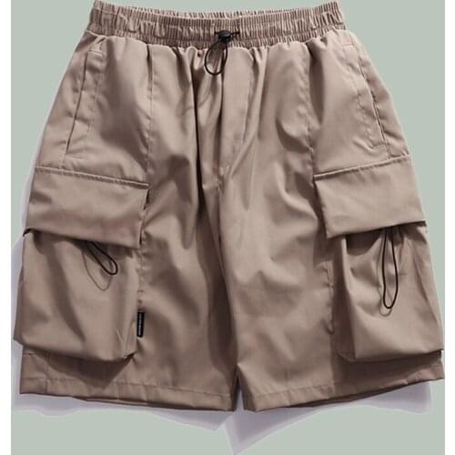 Summer Multi Pocket Cargo Five-point Pants Mens Harajuku Hip Hop Loose Trousers Japanese Streetwear Jogger Cotton Sports Shorts