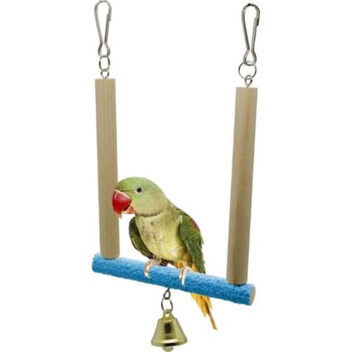 Wood color Frosted colorParrot Bite Toys Stand Bar Bird Playground Toy Pet Bird Parrot Toys Hanging for Birds Cage Accessories
