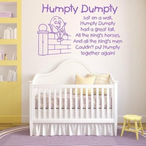 HUMPTY DUMPTY se sento EN LA PARED vinilo de pared adhesivo Kids Bedroom Wall Decal Nursery Home Decor Mural Wallpaper D476
