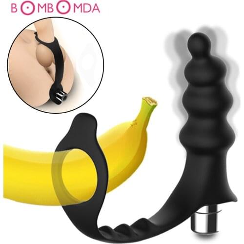 Electric Male Anal Beads Vibrators Prostate Stimulator Masturbators Delay Ejaculation Cock Lock Sperm Ring Sex Bullet Vibrator