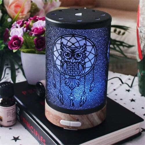 100ml Owl Pattern Electric Air Humidifier Ultrasonic Essential Oil Diffuser Aroma Treatment 7 Color Night Light for Home Office