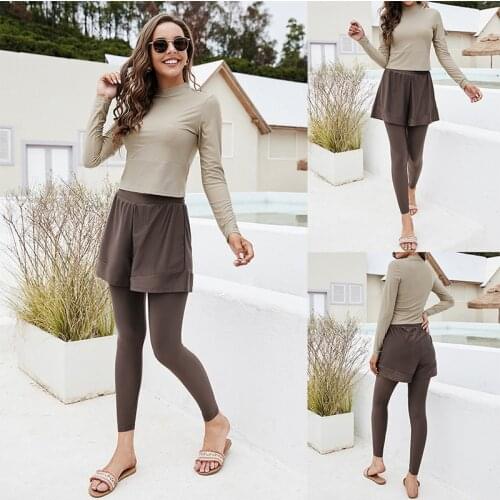 Jumpsuits Muslim Swimwear Women Modest Patchwork Hijab Long Sleeves Sport Swimsuit 3pcs Islamic Burkinis Wear Bathing Suit