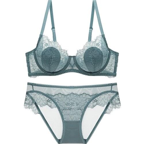 Bra Set Lace Plus Size Womens Underwear Floral Pattern Eyelash Decoration Underwire Nipple Proof Lingerie Women For Summer