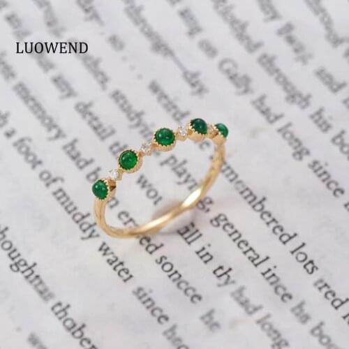 LUOWEND 18K White Gold (AU750) Engagement Ring Trendy Gold Rings Elegant Ring for Women Wedding Eternity Ring