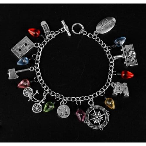 Fashion Movie Jewelry Stranger Thing Charm Bracelet With Christmas Tree Lights Chain Bracelets Wristlet Bangles-25