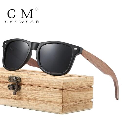 GM Brand Walnut Wooden Polarized Mens Sunglasses Square Frame Sun glasses Women Sun glasses Male Oculos de sol Masculino S7061h