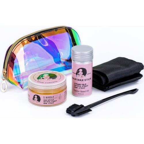 Hair Wax Stick Edge Control Hair Band Hair Brush Natural Hair Care Product Set