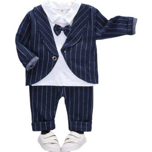 New Spring Autumn Baby Clothes Children Boys Cotton Casual Coat T-Shirt Pants 3Pcs/Set Toddler Gentleman Costume Kids Tracksuits