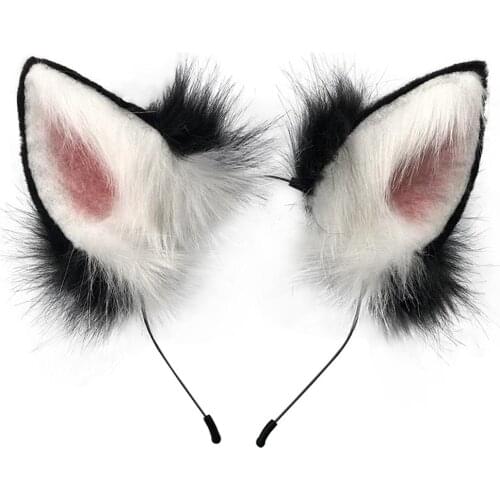 JUNBOON Handmade Faux Fur Fox Ears Headband Halloween Christmas Cosplay Party Costume Accessories