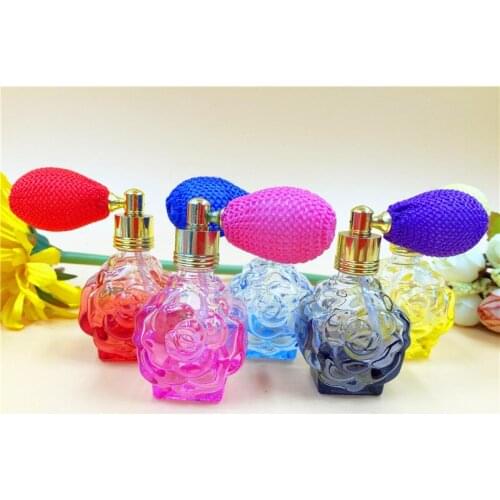 Wholesale The New Fashion Rose Glass Perfume Bottle 10ml Airbag Spray Bottle Empty Bottle 10PCS/LOT