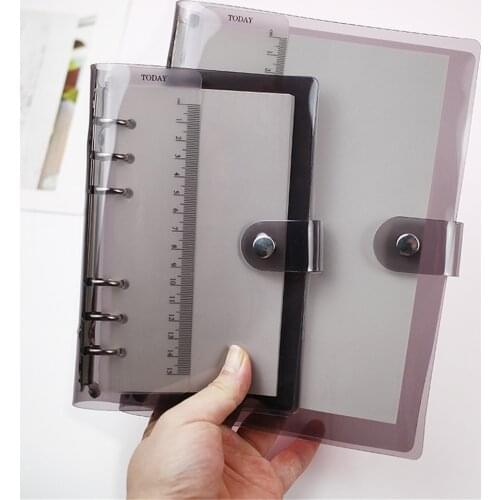 A5 A6 PVC Clear Black Loose Leaf Notebook Cover Transparent File Folder Sprial Binder Clip School Office Supplies papeleria